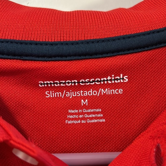 Men's Amazon Essentials Red Polo Top Size Medium - Picture 2 of 11